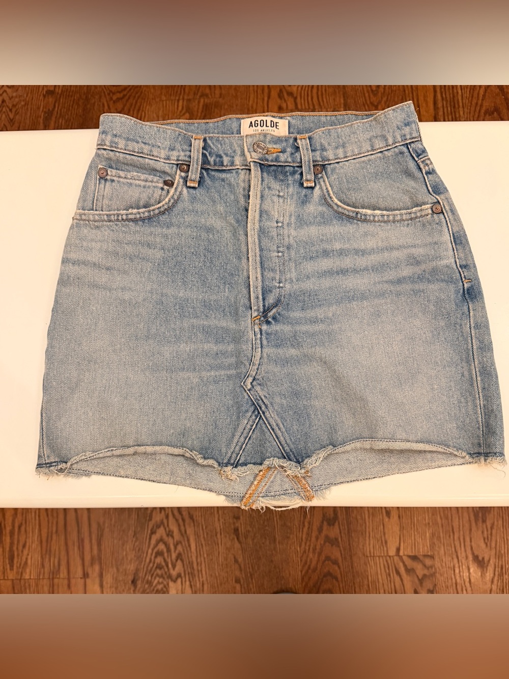 AGOLDE Light Blue Denim Mini Skirt